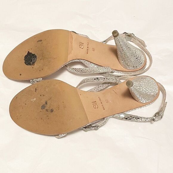 Sissi Rossi Silver Strappy Heeled Sandals Size EU 40 Metallic Cone Adjustable - Picture 5 of 6